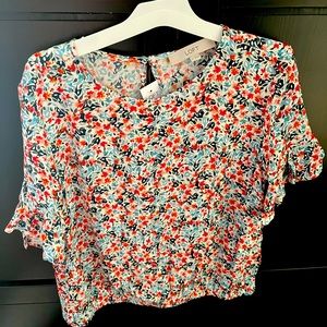 Loft multicolor blouse with flowy sleeves